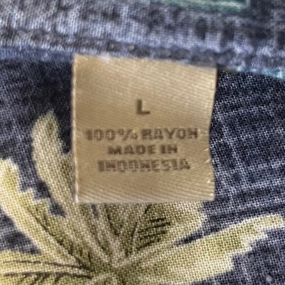 Paradise Collection Hawaiian Shirt Mens Large Blue Tropical Button Front - Picture 8 of 8